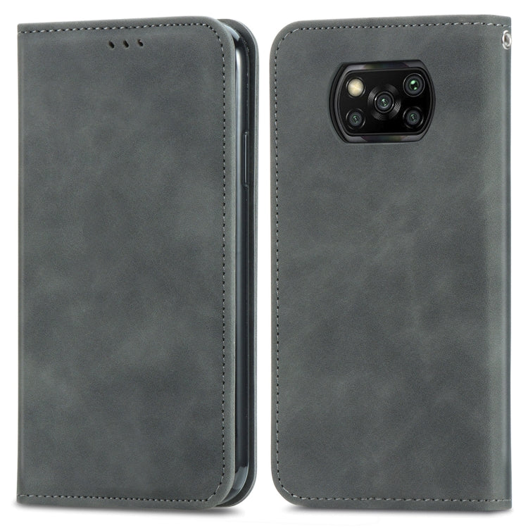 For Xiaomi Poco X3 NFC Retro Skin Feel Magnetic Leather Phone Case