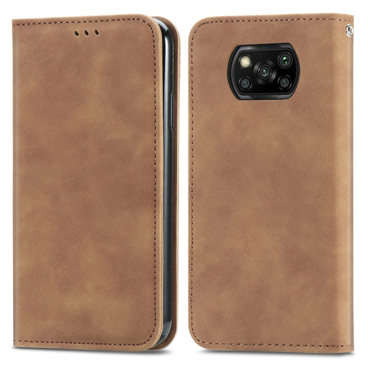 For Xiaomi Poco X3 NFC Retro Skin Feel Magnetic Leather Phone Case