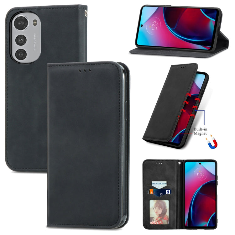 For Motorola Moto E32 Retro Skin Feel Magnetic Leather Phone Case