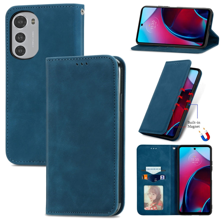 For Motorola Moto E32 Retro Skin Feel Magnetic Leather Phone Case