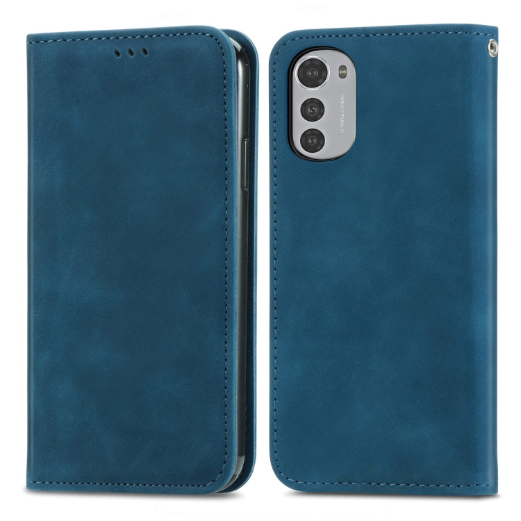 For Motorola Moto E32 Retro Skin Feel Magnetic Leather Phone Case