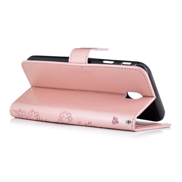 Plum Blossom Pattern Diamond Encrusted Leather Case for Galaxy J7 (2017) / J730 ,with Holder & Card Slots