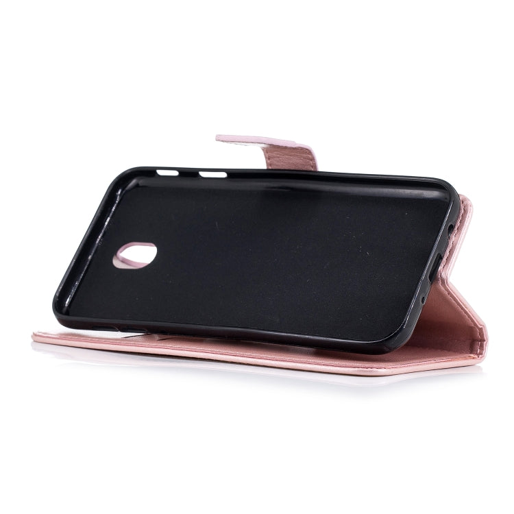 Plum Blossom Pattern Diamond Encrusted Leather Case for Galaxy J7 (2017) / J730 ,with Holder & Card Slots