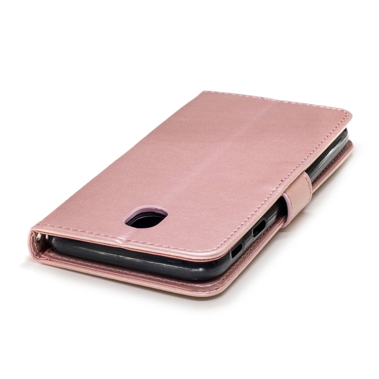 Plum Blossom Pattern Diamond Encrusted Leather Case for Galaxy J7 (2017) / J730 ,with Holder & Card Slots