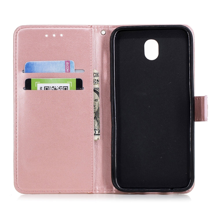 Plum Blossom Pattern Diamond Encrusted Leather Case for Galaxy J7 (2017) / J730 ,with Holder & Card Slots