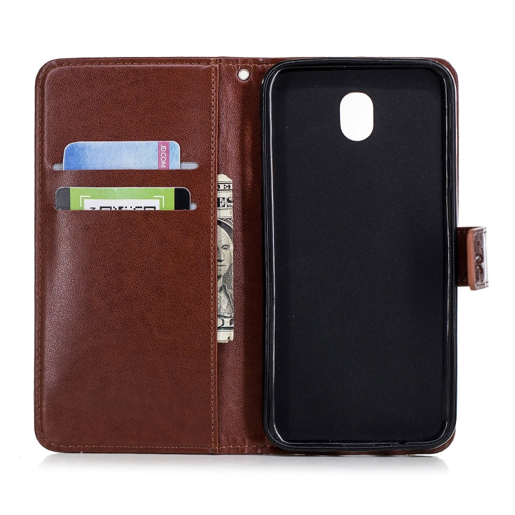 Plum Blossom Pattern Diamond Encrusted Leather Case for Galaxy J7 (2017) / J730 ,with Holder & Card Slots