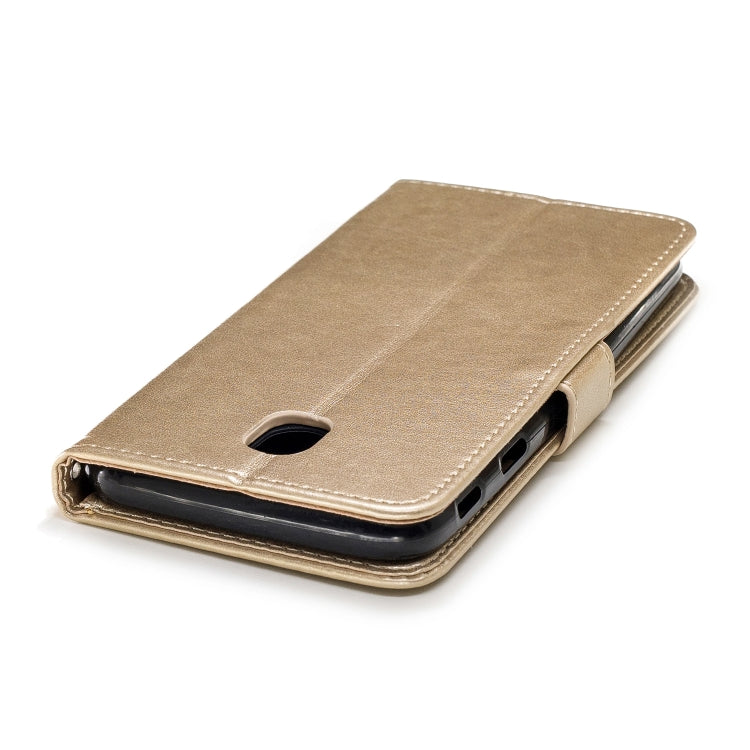 Plum Blossom Pattern Diamond Encrusted Leather Case for Galaxy J7 (2017) / J730 ,with Holder & Card Slots