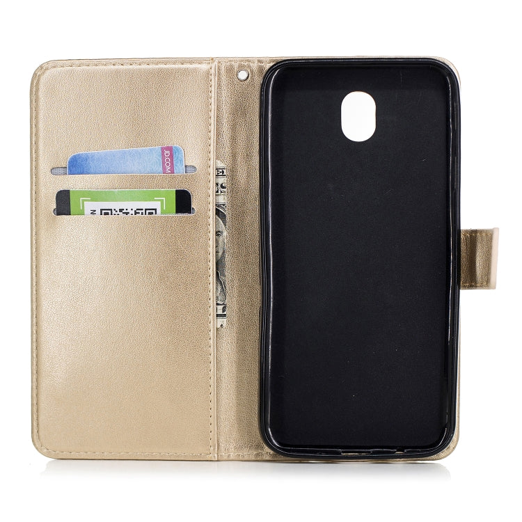 Plum Blossom Pattern Diamond Encrusted Leather Case for Galaxy J7 (2017) / J730 ,with Holder & Card Slots