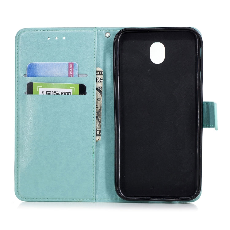 Plum Blossom Pattern Diamond Encrusted Leather Case for Galaxy J7 (2017) / J730 ,with Holder & Card Slots