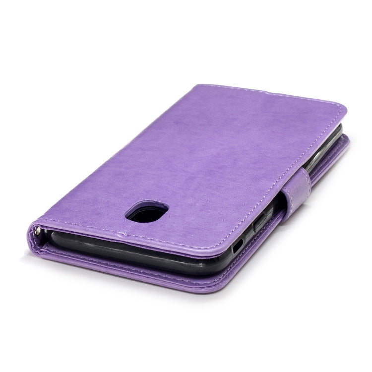 Plum Blossom Pattern Diamond Encrusted Leather Case for Galaxy J7 (2017) / J730 ,with Holder & Card Slots