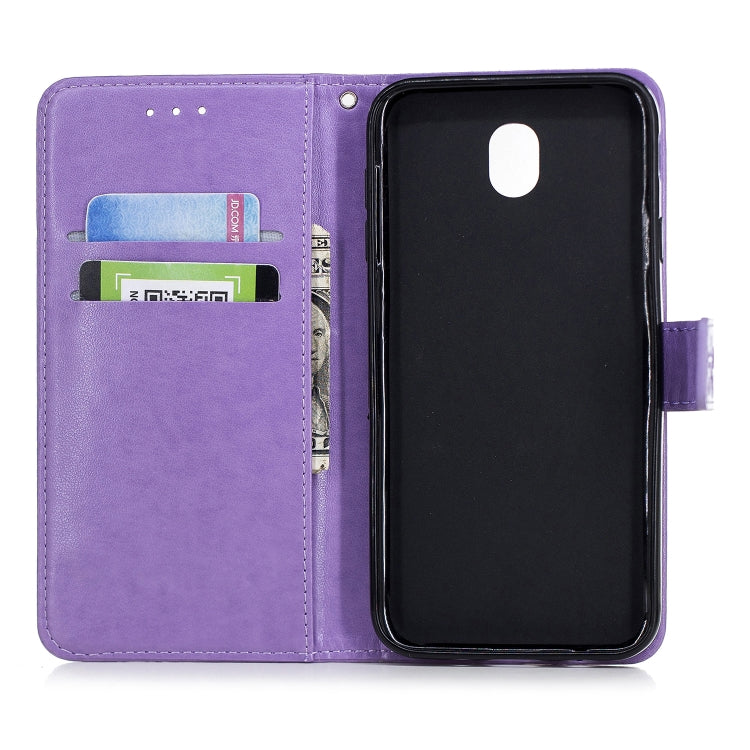 Plum Blossom Pattern Diamond Encrusted Leather Case for Galaxy J7 (2017) / J730 ,with Holder & Card Slots