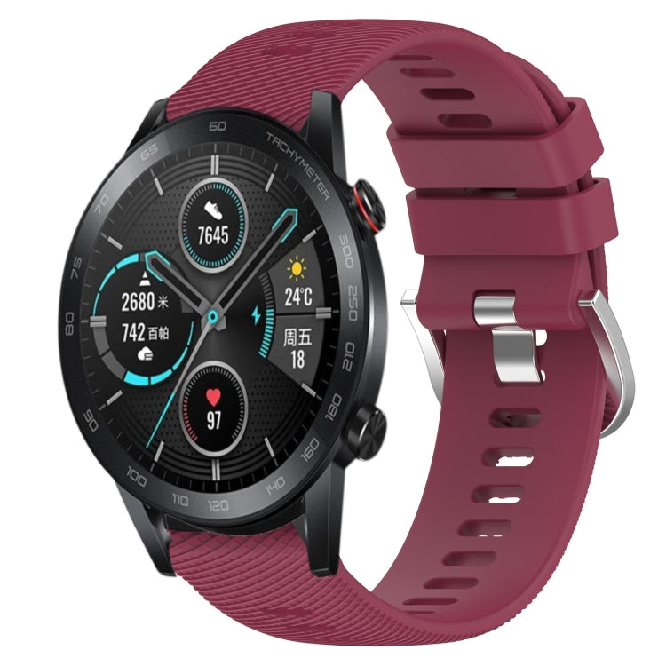 For Honor MagicWatch2 42mm 20mm Solid Color Soft Silicone Watch Band