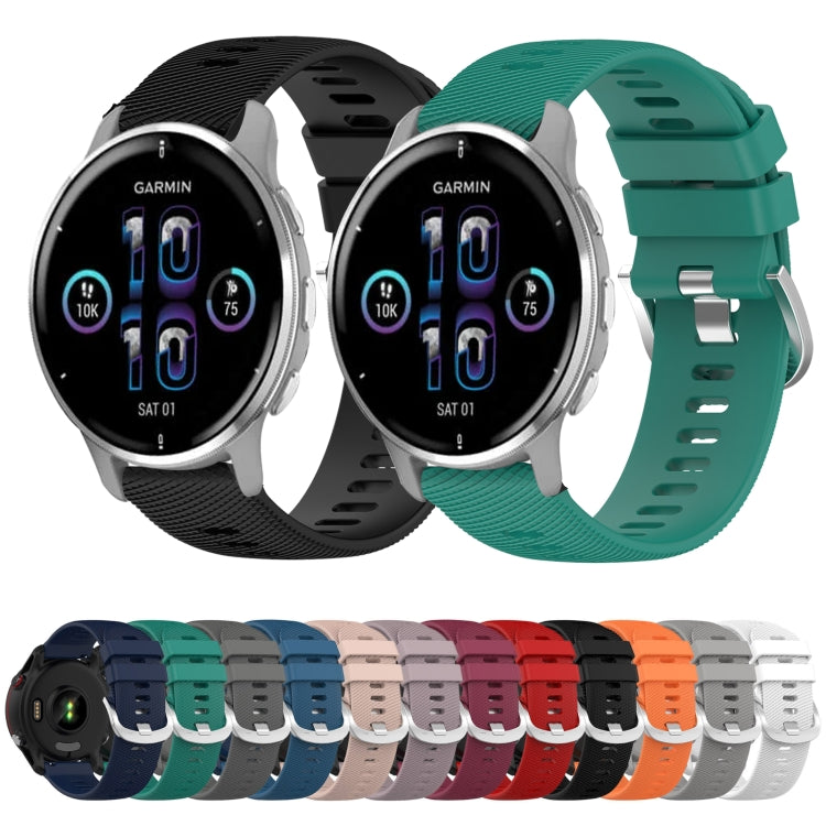 For Garmin Venu 2 Plus 20mm Solid Color Soft Silicone Watch Band
