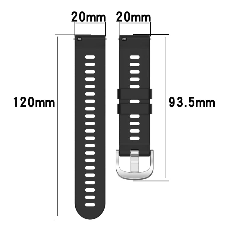 For Garmin Venu 2 Plus 20mm Solid Color Soft Silicone Watch Band