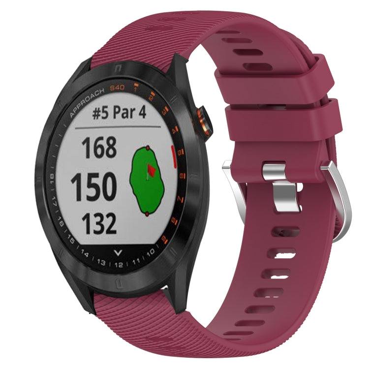For Garmin Approach S40 20mm Solid Color Soft Silicone Watch Band