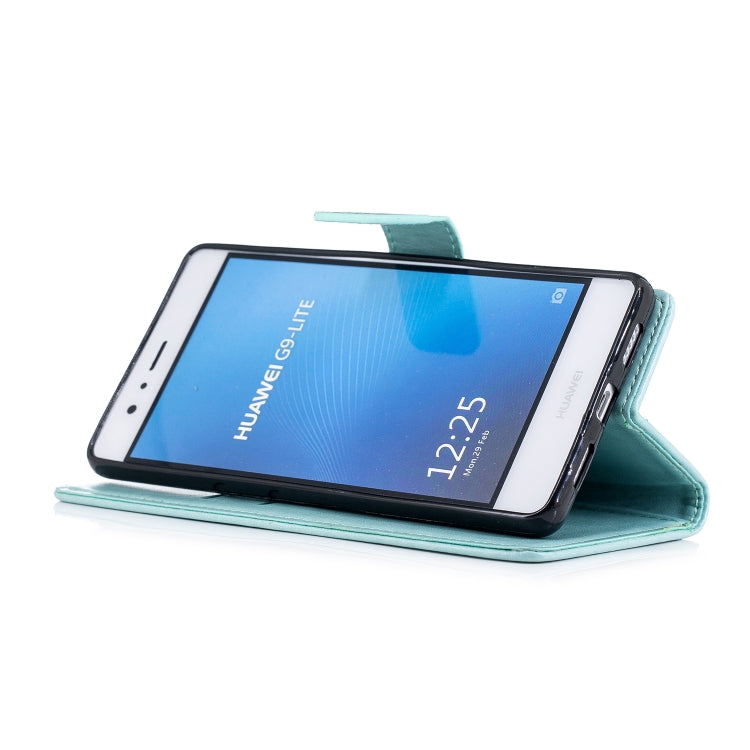 Plum Blossom Pattern Diamond Encrusted Leather Case for Huawei P9 Lite ,with Holder & Card Slots