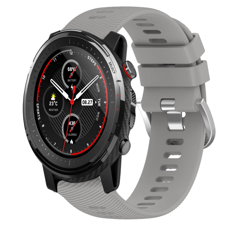 For Amazfit 3 22mm Solid Color Soft Silicone Watch Band
