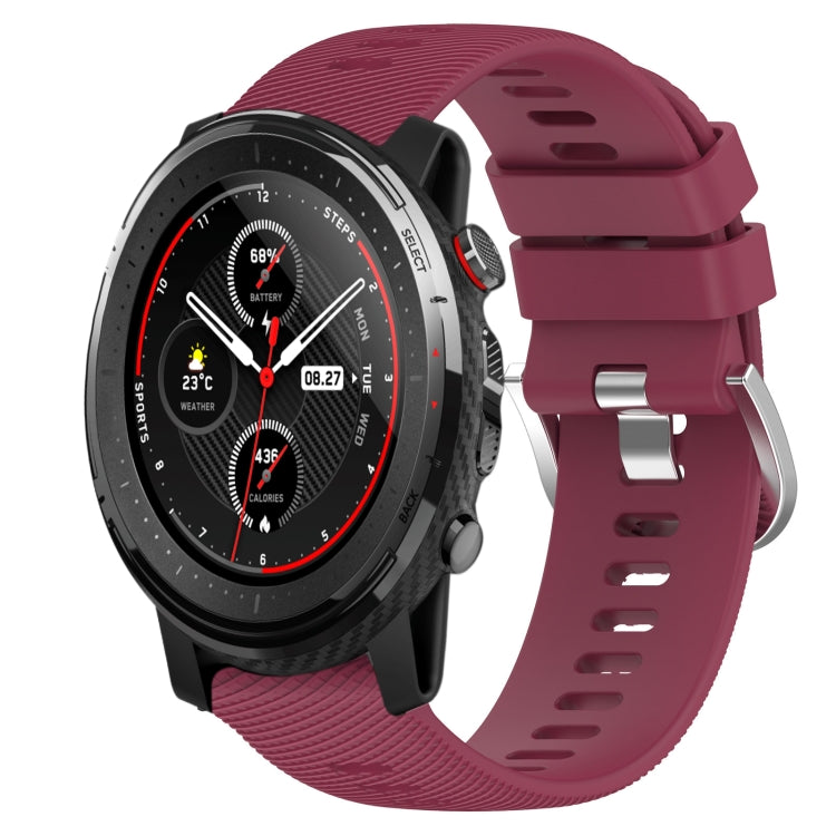 For Amazfit 3 22mm Solid Color Soft Silicone Watch Band