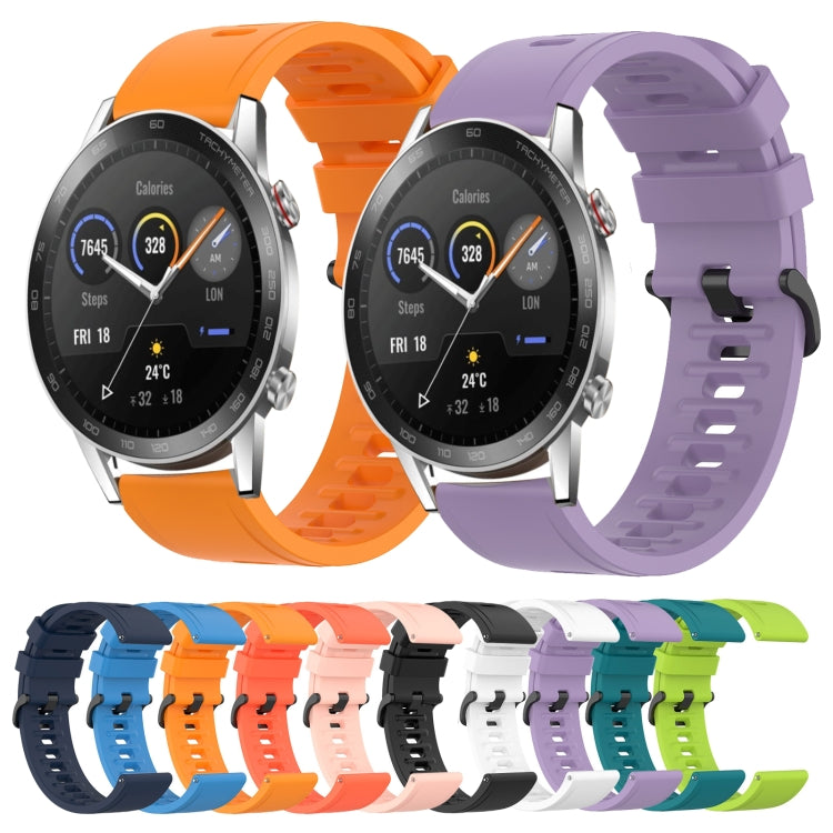 For Honor MagicWatch2 42mm 20mm Solid Color Soft Silicone Watch Band