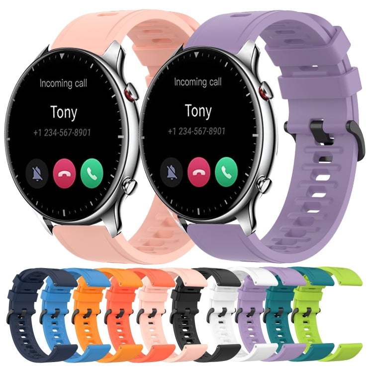 For Amazfit GTR 2e 22mm Solid Color Soft Silicone Watch Band