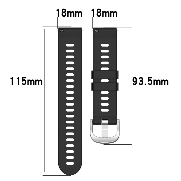For GarminActive S 18mm Solid Color Silicone Watch Band