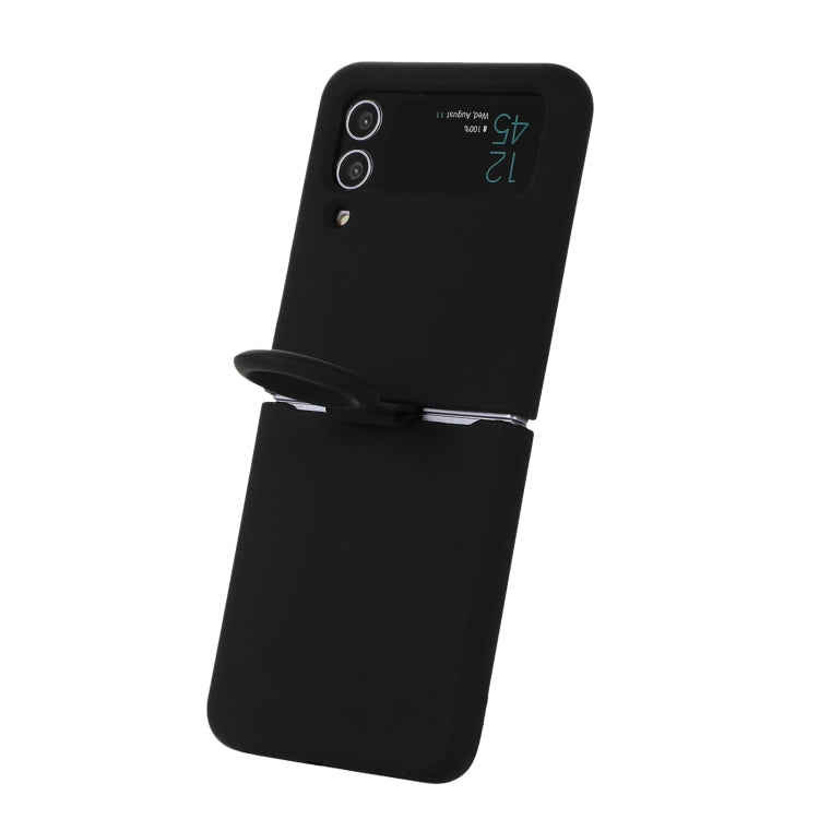 For Samsung Galaxy Flip 3 Silicone Integrated Ring Buckle Phone Case