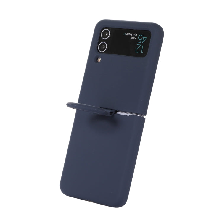 For Samsung Galaxy Flip 3 Silicone Integrated Ring Buckle Phone Case