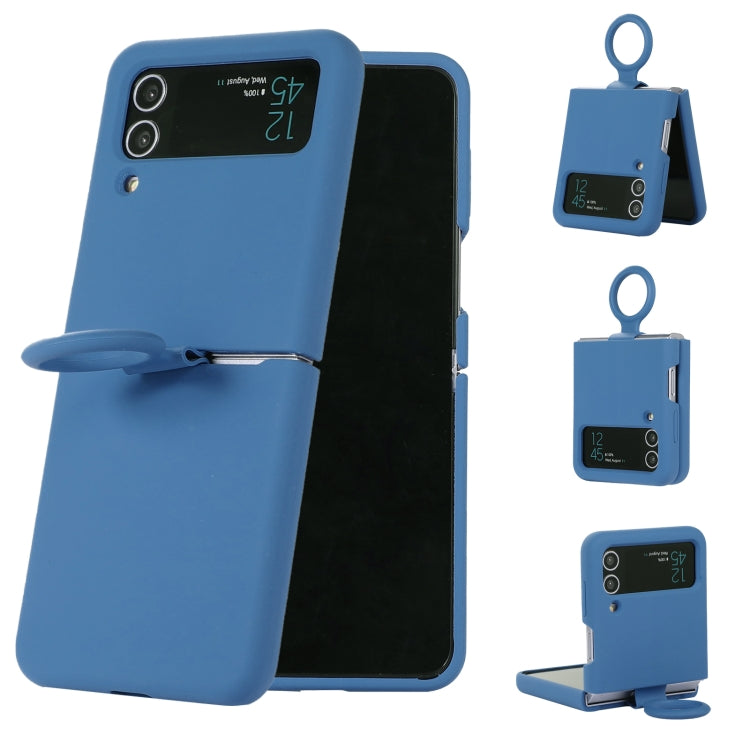 For Samsung Galaxy Flip 3 Silicone Integrated Ring Buckle Phone Case