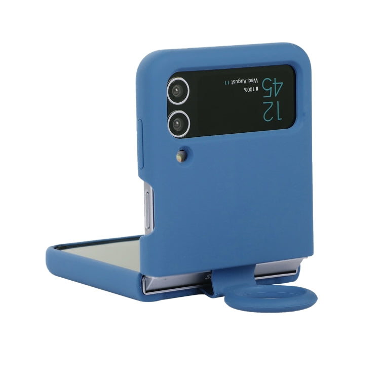 For Samsung Galaxy Flip 3 Silicone Integrated Ring Buckle Phone Case