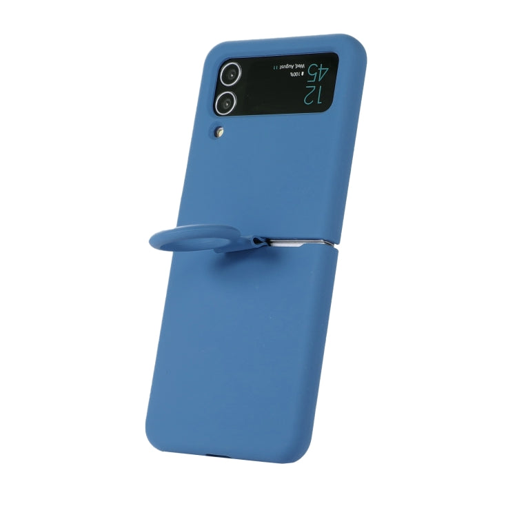 For Samsung Galaxy Flip 3 Silicone Integrated Ring Buckle Phone Case