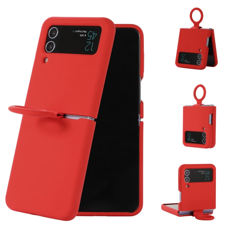 For Samsung Galaxy Flip 3 Silicone Integrated Ring Buckle Phone Case