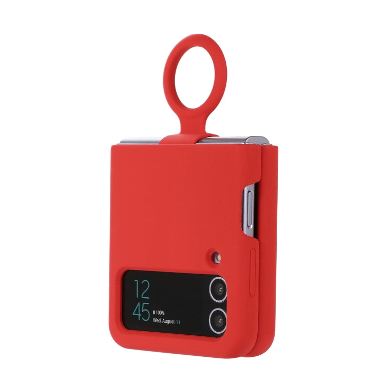 For Samsung Galaxy Flip 3 Silicone Integrated Ring Buckle Phone Case