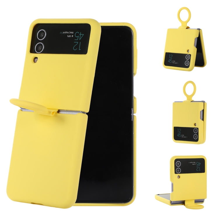 For Samsung Galaxy Flip 3 Silicone Integrated Ring Buckle Phone Case