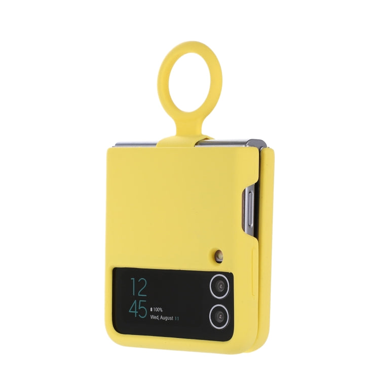 For Samsung Galaxy Flip 3 Silicone Integrated Ring Buckle Phone Case