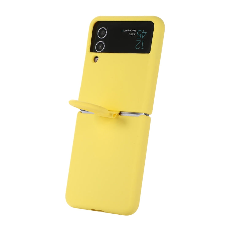 For Samsung Galaxy Flip 3 Silicone Integrated Ring Buckle Phone Case