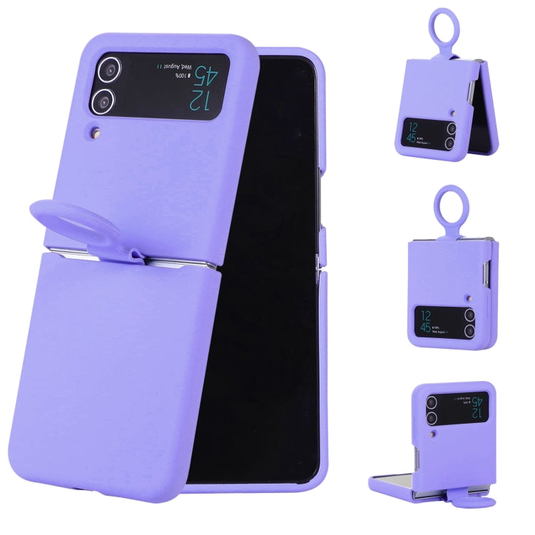 For Samsung Galaxy Flip 3 Silicone Integrated Ring Buckle Phone Case