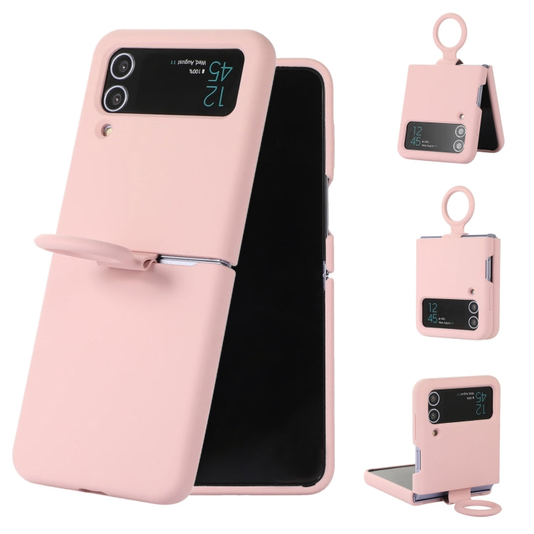 For Samsung Galaxy Flip 3 Silicone Integrated Ring Buckle Phone Case
