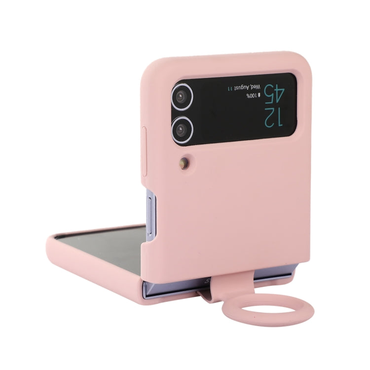For Samsung Galaxy Flip 3 Silicone Integrated Ring Buckle Phone Case