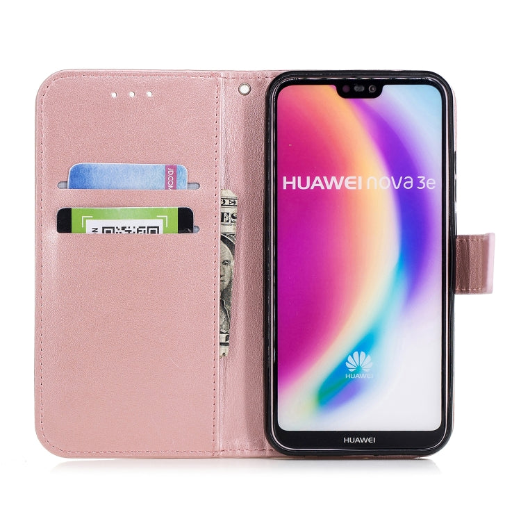 For Huawei  P20 Lite Plum Blossom Pattern Diamond Encrusted Leather Case with Holder & Card Slots