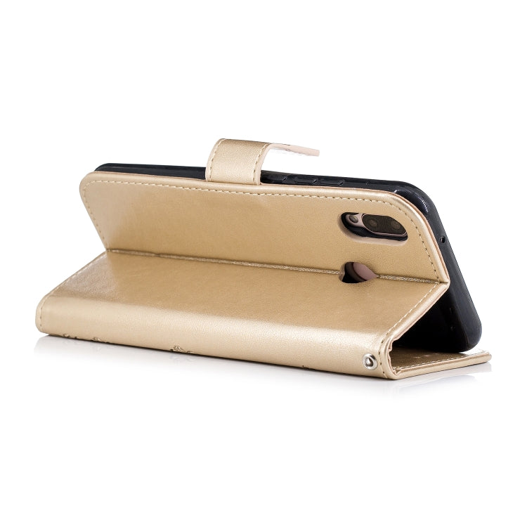 For Huawei  P20 Lite Plum Blossom Pattern Diamond Encrusted Leather Case with Holder & Card Slots