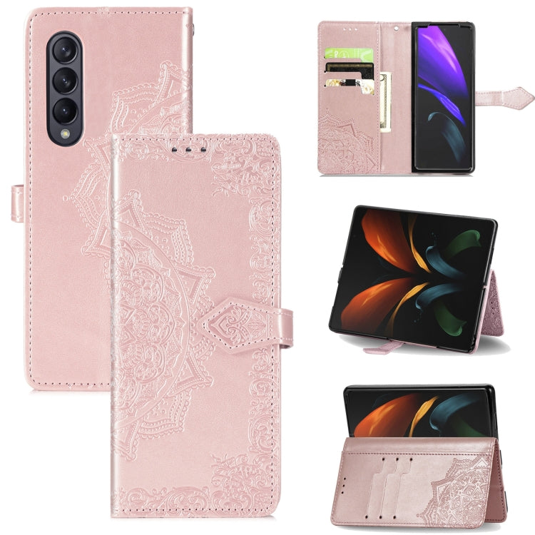 For Samsung Galaxy Z Fold4 Mandala Flower Embossed Leather Phone Case