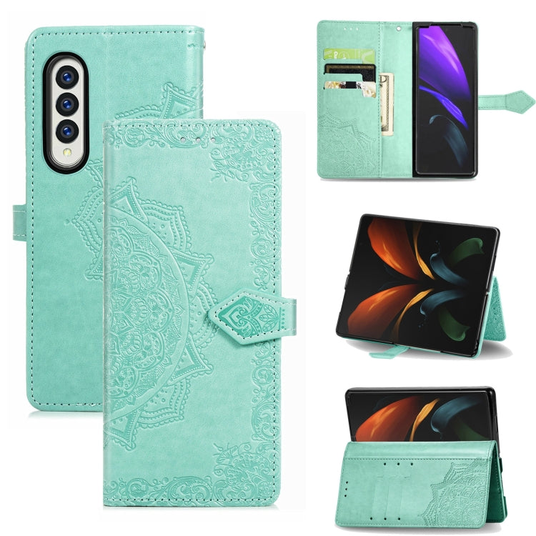 For Samsung Galaxy Z Fold4 Mandala Flower Embossed Leather Phone Case