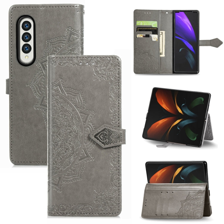 For Samsung Galaxy Z Fold4 Mandala Flower Embossed Leather Phone Case