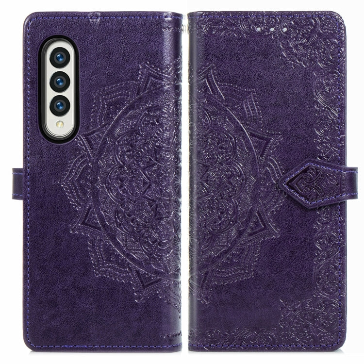 For Samsung Galaxy Z Fold4 Mandala Flower Embossed Leather Phone Case