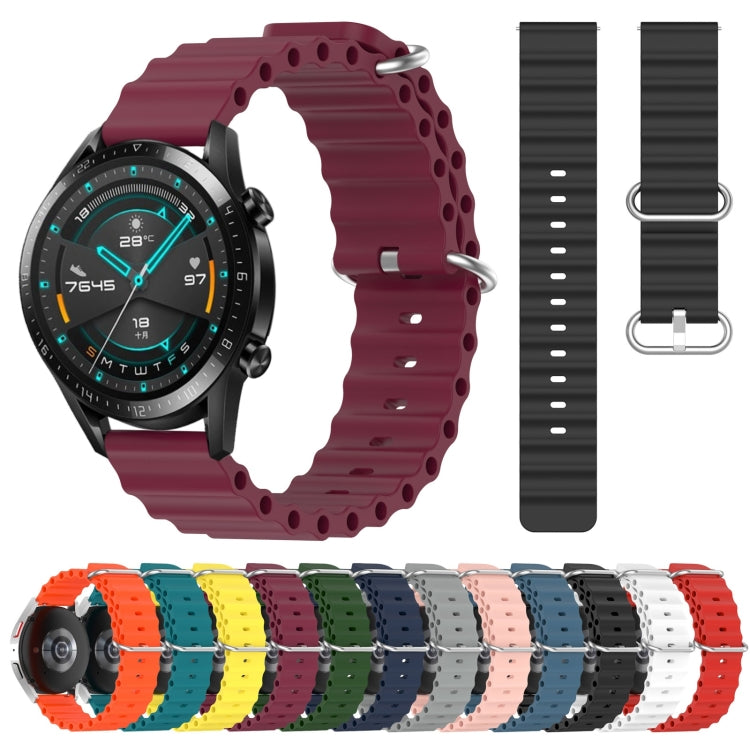 For Huawei GT2 46mm 22mm Ocean Style Silicone Solid Color Watch Band
