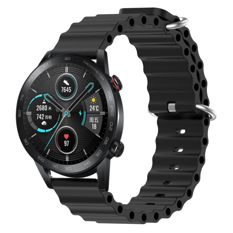 For Honor Magic Watch 2 46mm 22mm Ocean Style Silicone Solid Color Watch Band