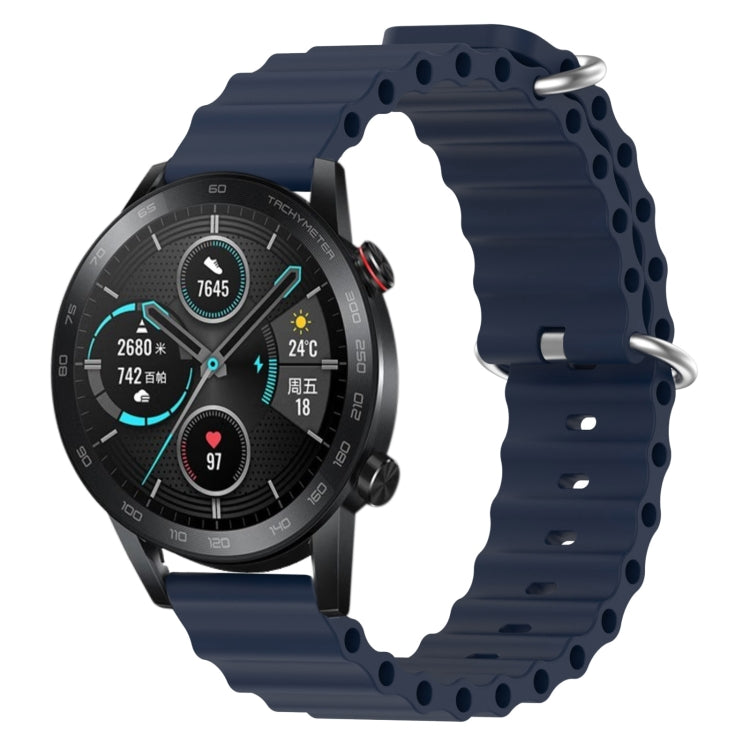 For Honor Magic Watch 2 46mm 22mm Ocean Style Silicone Solid Color Watch Band