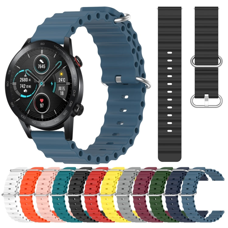 For Honor Magic Watch 2 46mm 22mm Ocean Style Silicone Solid Color Watch Band