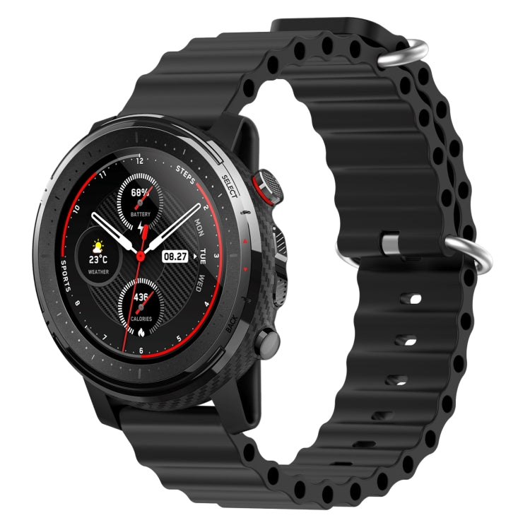 For Amazfit 3 22mm Ocean Style Silicone Solid Color Watch Band