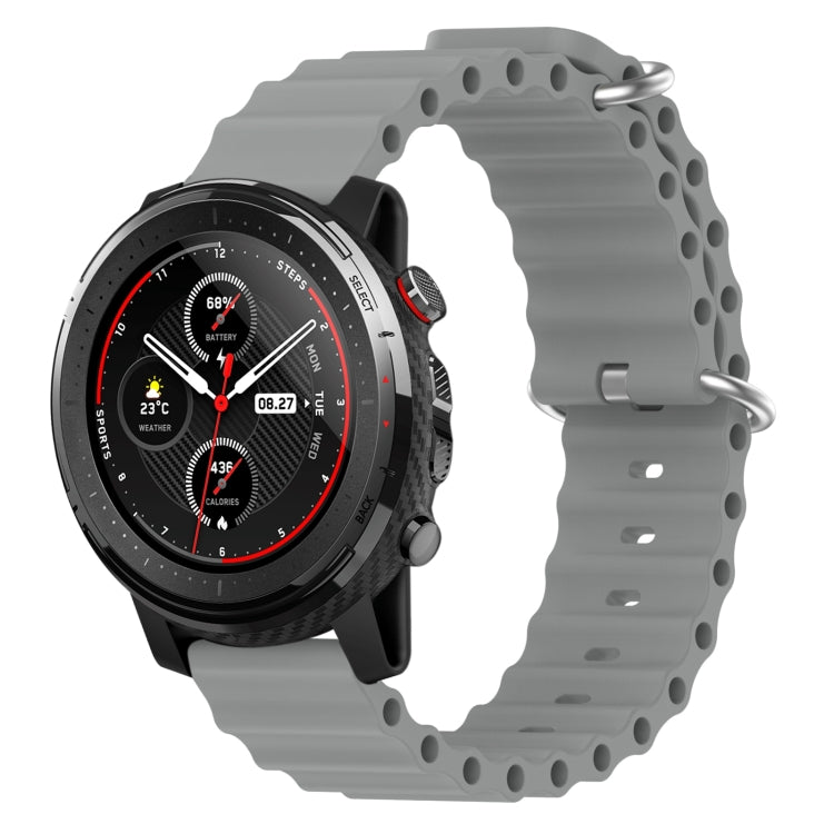 For Amazfit 3 22mm Ocean Style Silicone Solid Color Watch Band